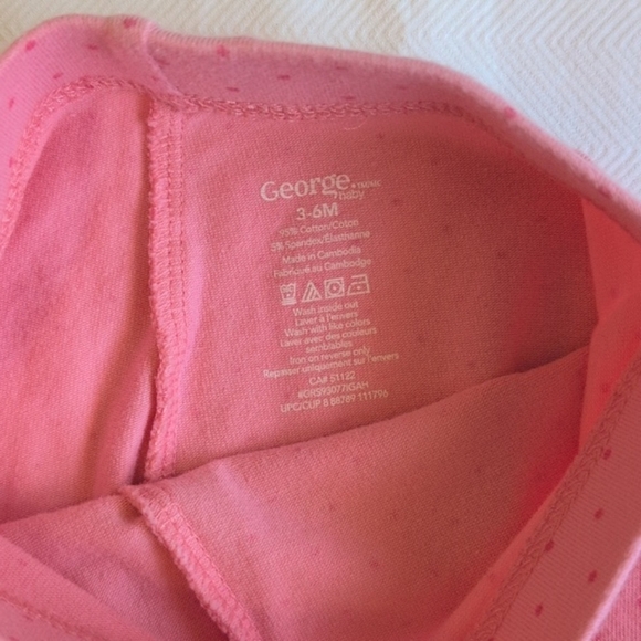 george basic pink dotted stretch cotton leggings 3-6 months baby girl - Picture 3 of 4